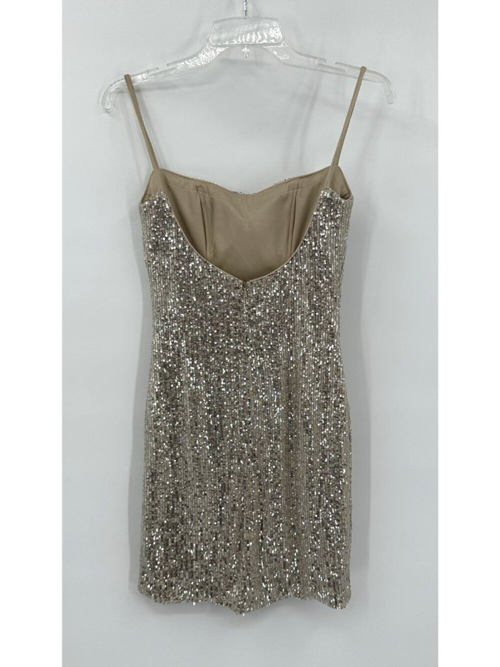 LA FEMME mini dress silver sequins 2 party girls night out vegas club bodycon - Picture 5 of 9